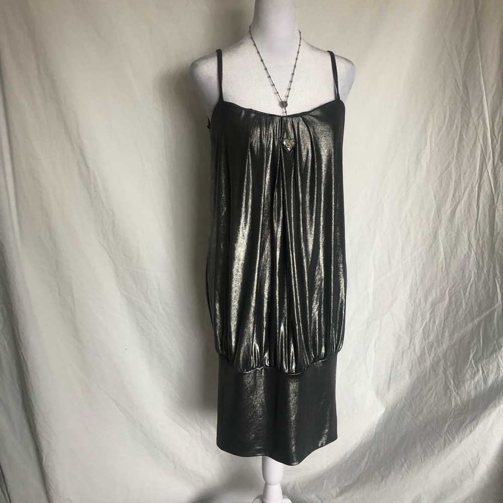 Metallic Silver 2000s Bubble Dress